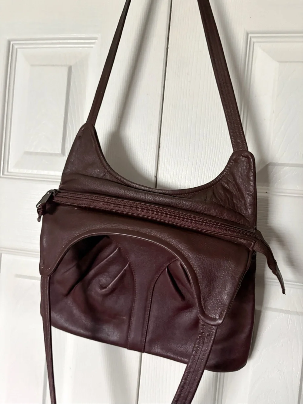 Vintage Tivoli Brown Leather Shoulder Bag Slouchy Hobo Style Purse